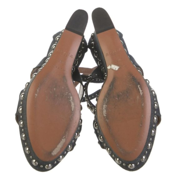Alaïa Denim Studded Wedge Sandals Size: 8.5 | IT 38.5 Retail $1,435 - Picture 3 of 4